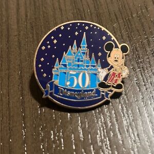 Disneyland 50th Anniversary Mickey Mouse Trading Lanyard Pin - Blue and Gold